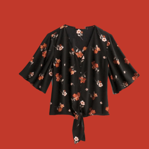 Tops - Lush Krisantha Tie Front Blouse - 3x.
